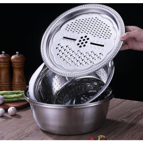 3Pcs/Set Multifunctional Kitchen Graters Cheese With Stainless Steel Drain Basin For Vegetables Fruits Salad