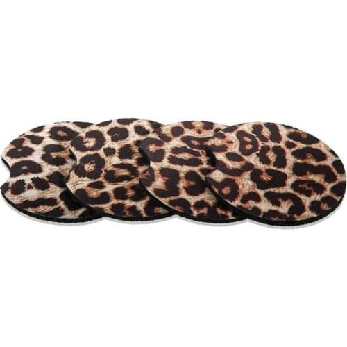 4PCS 2.56in Leopard Car Coasters for Drinks Car Cup Pad Mat for Living Room Kitchen Office to Protect Car and Furniture