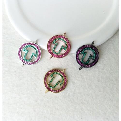 5 Pcs Turkish Style Double Bails Connector Micro pave CZ zircon Round Beads Charms DIY Bracelet necklace Jewelry Finding CT110