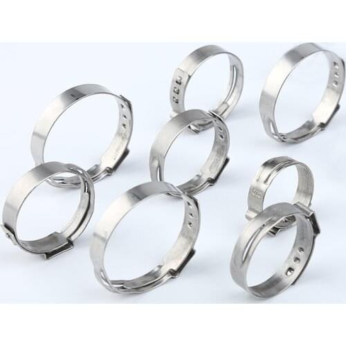 50pcs Single Ear Hose Clamp SS304 Mini Clamps Stainless Steel Hose Clips One Ear Stepless Pipe Clamp Quick Tube Clip Wholesale