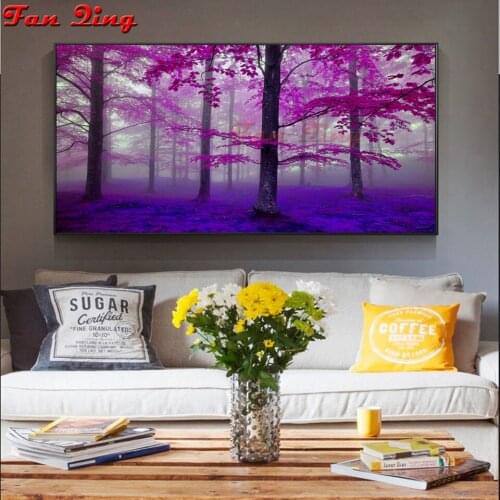 5D DIY Diamond Painting "Purple forest " Embroidery Full Square round Diamond Cross Stitch Rhinestone Mosaic Painting Decor
