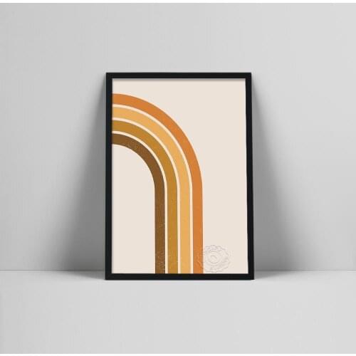 70s Rainbow Art Print | Abstract Rainbow Poster | 1970s Rainbow Print | Brown Rainbow Wall Art | Minimal Retro Rainbow Want | r