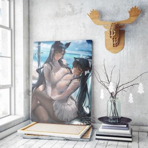 Cat Eared Maiden White Poster Sexy Orc Canvas Painting Wall Art Cute Sexy Anime Girl Art Posters Gift Living Room Home Decor