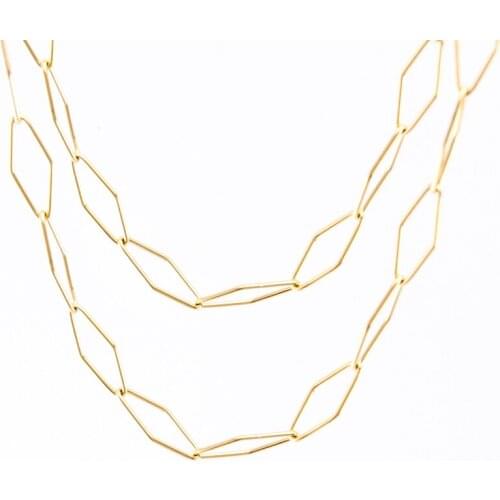 Gold Color/Silver Color Stainless Steel Rhombus Lock Chian Necklace For Jewelry Making Sell In Meter