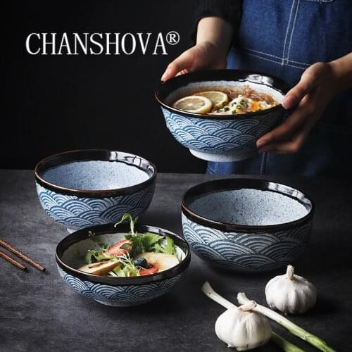CHANSHOVA 250-1000ml Chinese retro style Ceramic noodle bowl salad bowl Porcelain Home Kitchen Utensils H231