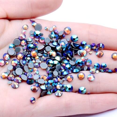 Chatons DIY Jewelry Making Supplies Flatback Hotfix Rhinestones Smoked Topaz AB Round Glass Iron On Strass Glue Backing