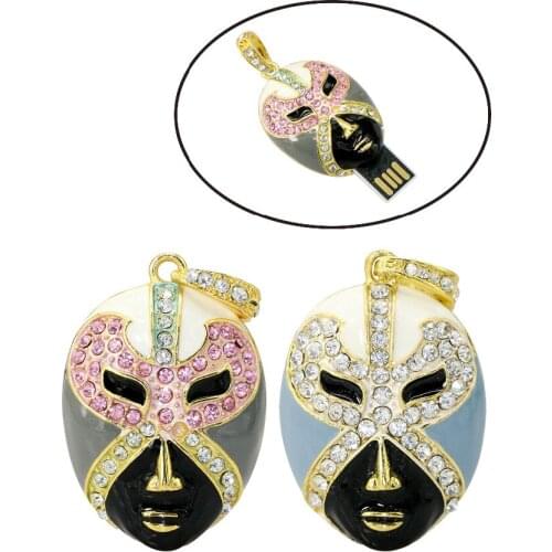 Drama Pen Drive Mask USB Stick USB Flash Drive 4G 8G 16G 32G 64GB PenDrive Flash Card Necklace U Disk Flash Memory Stick Storage