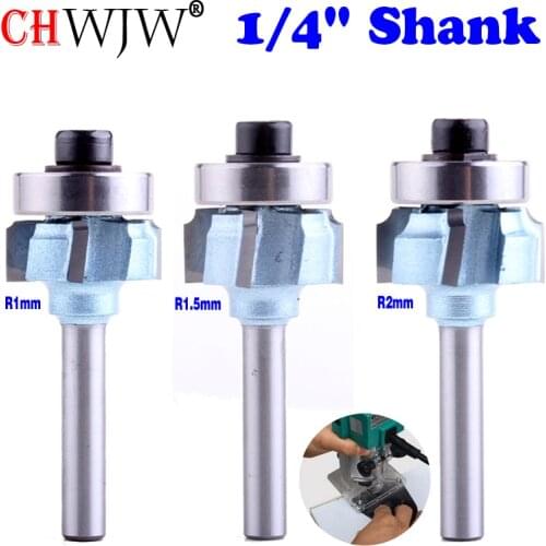 1PC 1/4" Shank high quality Woodworking Milling Cutter R1mm R1.5mm R2mm Trimming Knife Edge Trimmer 4 Teeth Wood Router Bit