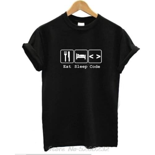 EAT SLEEP CODE T-Shirt Mens Womens Computer Science programmer Geek Java C html MenS T-Shirts Short Sleeve Tees Streetwear