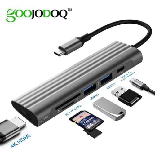 GOOJODOQ USB C HUB Type C to Multi USB 3.0 HUB HDMI Adapter Dock for MacBook Pro Huawei Mate 40 USB-C Splitter Port Type C HUB