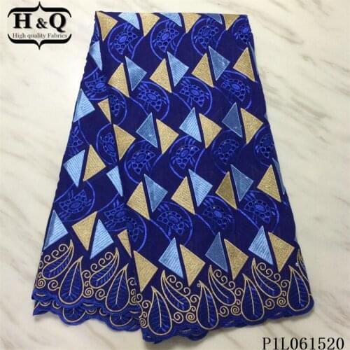 H&Q blue swiss lace fabric 5 yard a piece african fabric 2021 high quality french voile with rhinestones and stones for sewing