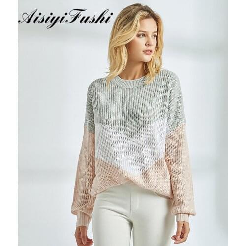 AISIYIFUSHI Harajuku Red Sweater Female Winter Loose O-Neck Womens Pullover Long Sleeve Knitted Sweaters Pullovers Female Jumper