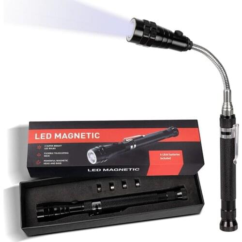 3 LED Magnetic Pickup Tools Flashlight Pick Up Grab Tool Portable Telescoping Magnet Pickup Gadgets Tools