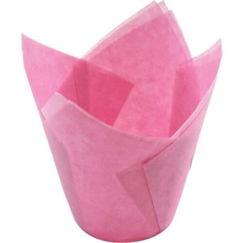 50Pcs Oil-proof Anti-Skid Grease-Proof Tulip Heat Resistant Cake Cup Muffin Cupcake Liner Paper Eco-Friendly Holder Baking Tool