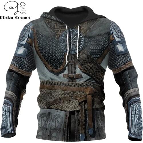 Viking Armor - Tattoo 3D All Over Printed Men hoodies Harajuku Fashion hooded Sweatshirt Unisex Casual jacket Zip Hoodie WJ002
