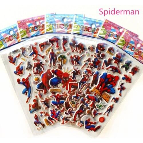 Stickers 10 Sheets 3D Puffy Bubble Stickers Cartoon Peter Pan Spider Animal Waterpoof DIY Stickers PVC Scrapbook Gifts For Kids