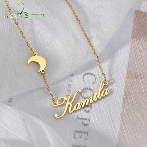 Nextvance 2021 New Fashion Customized Personalized Moon Crown Heart Two Names Stainless Steel for Women Lover Creative Gift