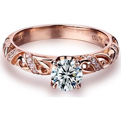 0.5ct Moissanite Diamond Engagement Rings for women 18k Rose gold color Wedding rings female Jewelry top quality