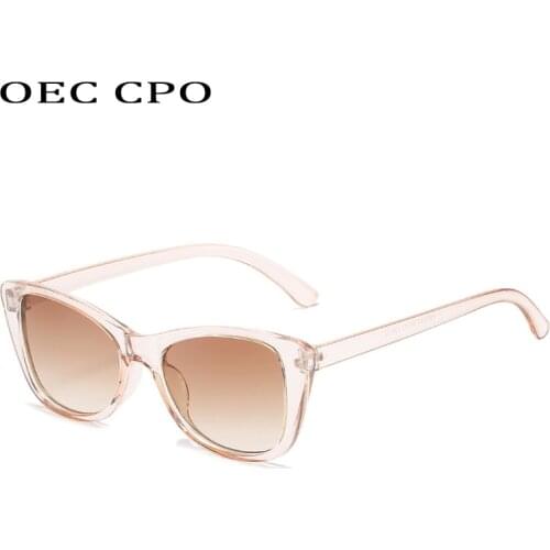 OEC CPO Brand Designer Cat Eye Sunglasses Women Fashion Light Brown Sun Glasses Female Sexy Square Glasses UV400 Oculos De Sol