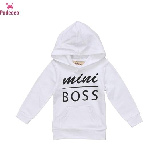 Autumn Toddler Kids Baby Boys Girls Hooded Hoodies Printed Letter Mini Boss Casual Hoodie Tops Sweatshirt Outwear