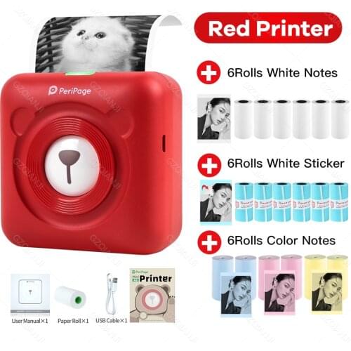 Peripage A6 Mini Photo Printer 58mm Notes Sticker Label Printer in one ink free Thermal Photo Printer
