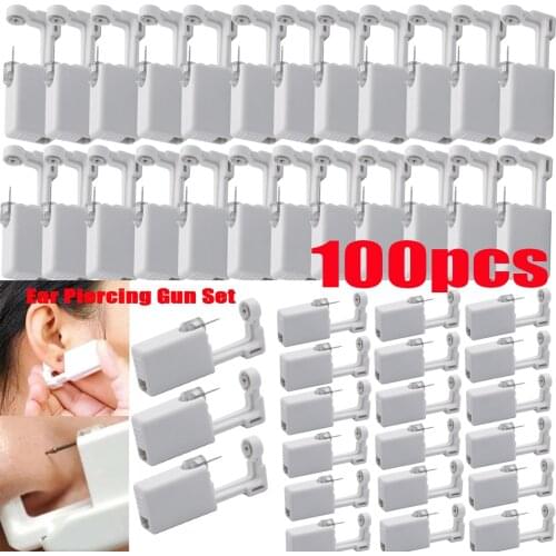 100Pcs/set Ear Piercing Gun Kit Disposable Disinfect Safety Earring Piercer Machine Studs Nose CLip Body Jewelry Piercing Tool