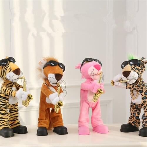 Dropship 40cm Singing Dancing Electric Leopard Plush Toys Cartoon Pink Panther Plush Stuffed Toys For Children Birthday Gift