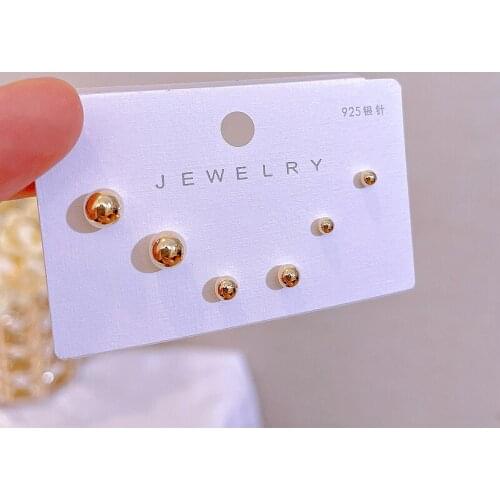 3 pairs/set Korean Cute Metal Round Stud Earrings For Women Girls New Simple Small Stud Earrings Set Boucle D'oreille Jewelry