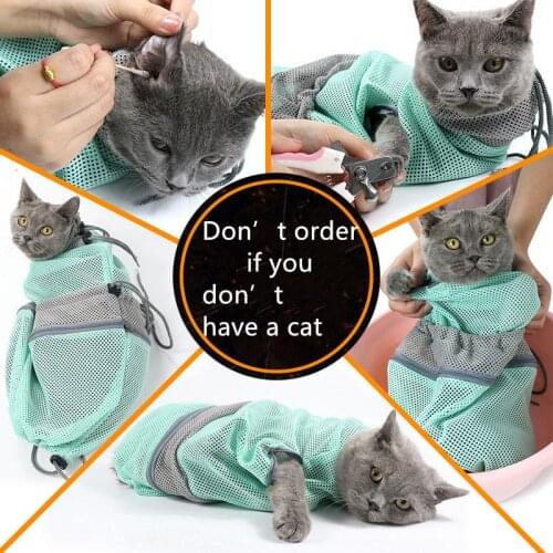 Cat Grooming Bath Bag Mesh Cat Washing Bag Biting Restraint for Pet Bathing Nail Trimming Injecting Pet Cat Grooming Supplies