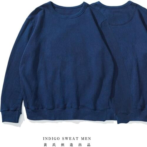 Akkad Kuti Breathable Sweat Mens Hoodies Indigo Plant Dye Long sleeve Thin Hoodie Japanese Retro Casual Sudaderas con capucha