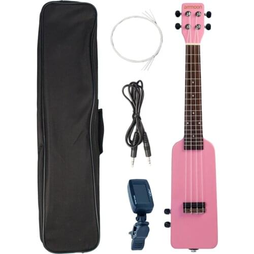 Ammoon 23 Inch Okoume Solid Wood Electric Ukulele Ukelele Uke Kit with Carrying Bag Tuner 3.5mm Audio Cable 4pcs Extra Strings