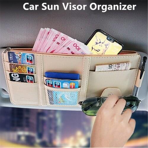 Multi-Purpose Car Organizer Auto Sunshade Storage Bag Car Visor Card Organizer Ticket Storage Pouch Pocket Pen Sunglasses Holder