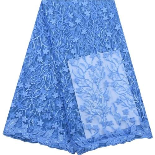 Zhenguiru High Quality 3d French Lace Fabric Sequins African Lace Fabric Tulle Nigerian Fabric For Women Wedding And Party A2148