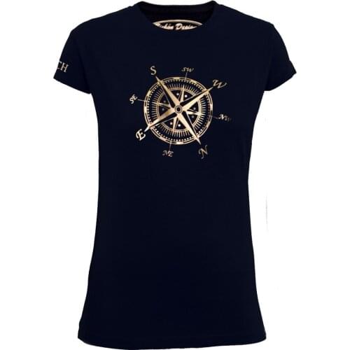 Bichon Designs T-shirt women short sleeve, Casual nautical pink winds woman and girl