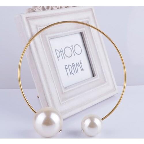 Gold Color Torques Imitation Pearl Pendant Necklaces Double Beads Statement Charm Chokers Accessories Women Gothic Jewelry