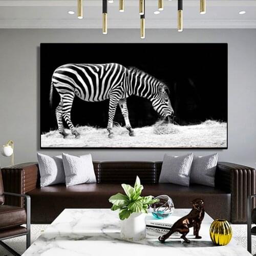 HD Animal Canvas Painting Home Decor Wall Art Poster Zebra Print Picture Black And White Modern Fashion For Living Room Unframed