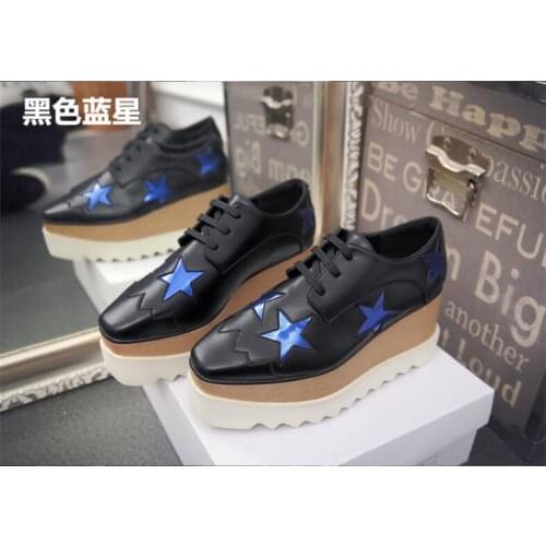 Star Sponge cake shoes for Women Autumn 2020 new thick-soled leather English style square-toed single shoes for women with spong