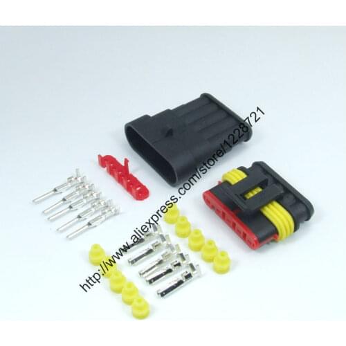 10kit 282107-1 282089-1 IP67 5pin way Super Sealed Waterproof Electrical Wire Connector Auto Plug for Car caravan marine jet