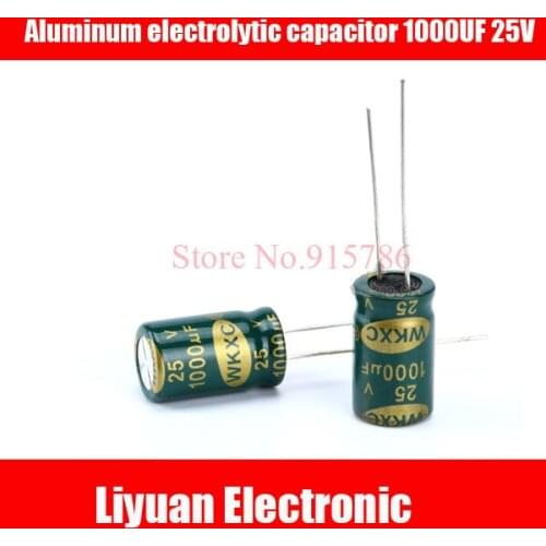 10pcs/lot (high frequency) 25V 1000UF 1000UF 25V Aluminum Electrolytic Capacitors 10*20MM