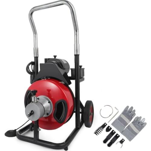50 Feet by 1/2 Inch Electric Drain Auger with 4 Cutter & Foot Switch Drain Cleaner Machine
