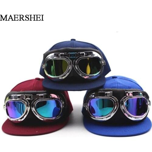 MAERSHEI Child pilot glasses baseball cap sanpback Europe and America Non-mainstream boys and girls hip hop cap