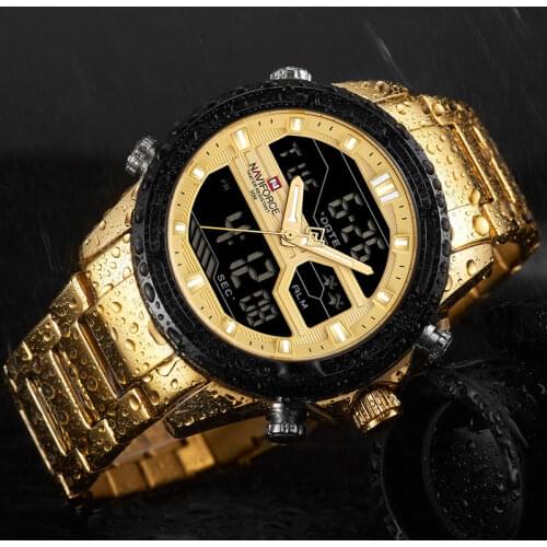 NAVIFORCE Casual Fashion Mens Watches Dual Time Big Dial Luminous Week Display Alarm Waterproof Chronograph Men Clock Wristwatch