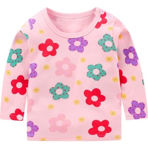 Girls'Long Sleeve Childrens T-shirt Flower Shirt Children Spring and Winter Autumn Long Sleeves Cartoon T-shirt Girls Tops