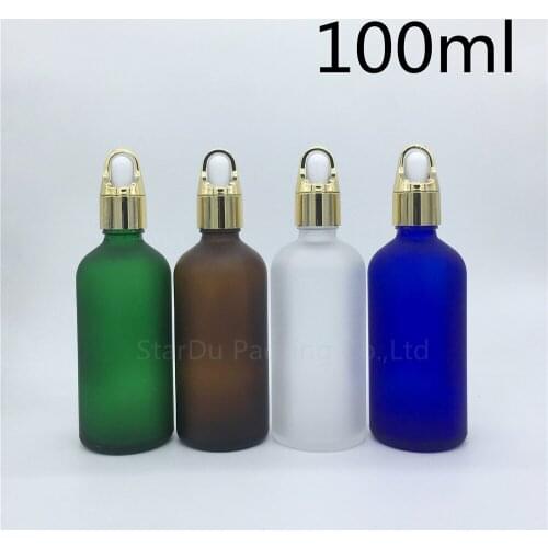 Travel bottle 100ml amber green blue Transparent frosted glass essential oil bottle,100cc glass perfume dropper bottle