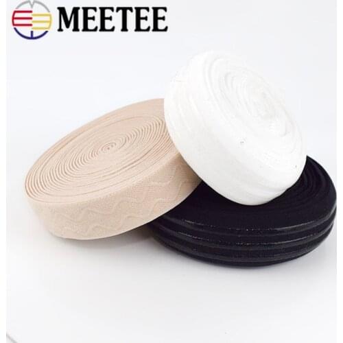 Meetee 5/10M 25/30mm Elastic Band Rubber Skid Silicone Belt for Pants Waist Coat Shoes Sportswear Clothing DIY Decor Accessories