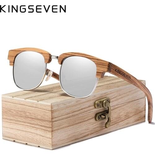 KINGSEVEN 2020 New Retro Wooden Natural Male Sunglasses Polarized Men Spring Hinge UV400 Protection Oculos De Sol Feminino G5917