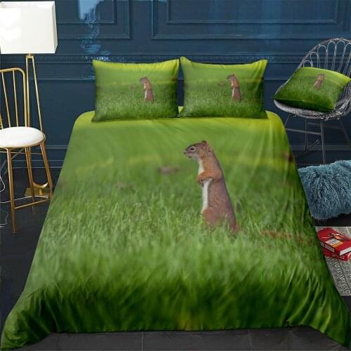 Attentive Squirrel Quilt Cover Pillowcase 3Piece Comforter Bedding Set With Pillow Case Single Double Duvet Cover Home Decora