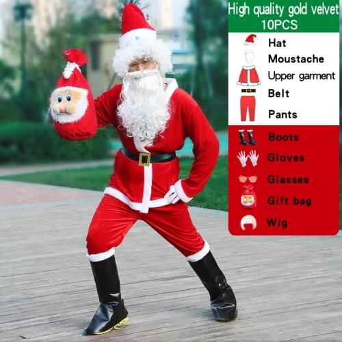 Costumes white mens adult Dress suit costume Cosplay Santa Claus dress Fancy dress adult men suit Christmas Santa Claus kids