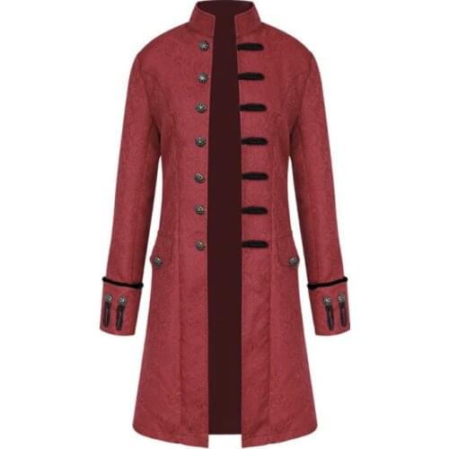 Mens Vintage Tailcoat Jacket Goth Long Steampunk Formal Gothic Victorian Frock Coat Uniform Halloween Retro Jacquard Costumes