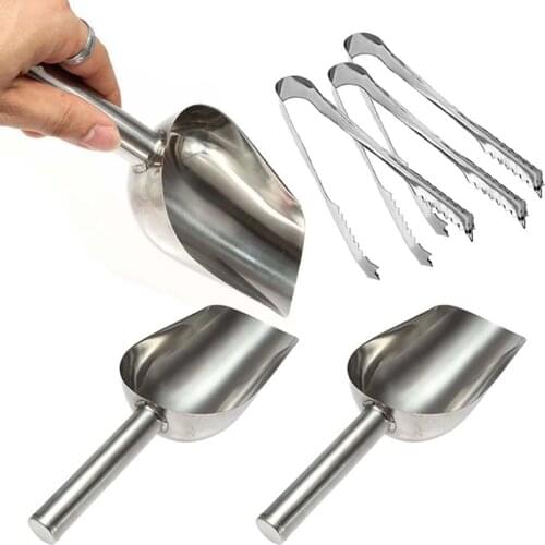 5 shovel + 5 clips Candy Buffet BBQ Candy Buffet Ice Stainless Scoops Tongs Set Wedding Bar Party Kitchen Cooking Tools
